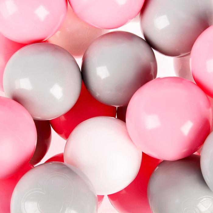 Шарики для сухого бассейна с рисунком, диаметр шара 7,5 см, набор 150 штук, цвет розовый, белый, серый - фото 1906938954