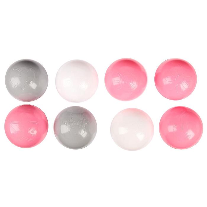 Шарики для сухого бассейна с рисунком, диаметр шара 7,5 см, набор 150 штук, цвет розовый, белый, серый - фото 1886321989