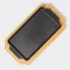 Сковорода «Прямоугольник», 23.5×12×3 см, с ручками, на деревянной подставке, индукция, чугун, чёрная - Фото 3