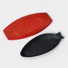 Сковорода чугунная на деревянной подставке «Рыбка», 30×13×3 см, цвет чёрный - Фото 5