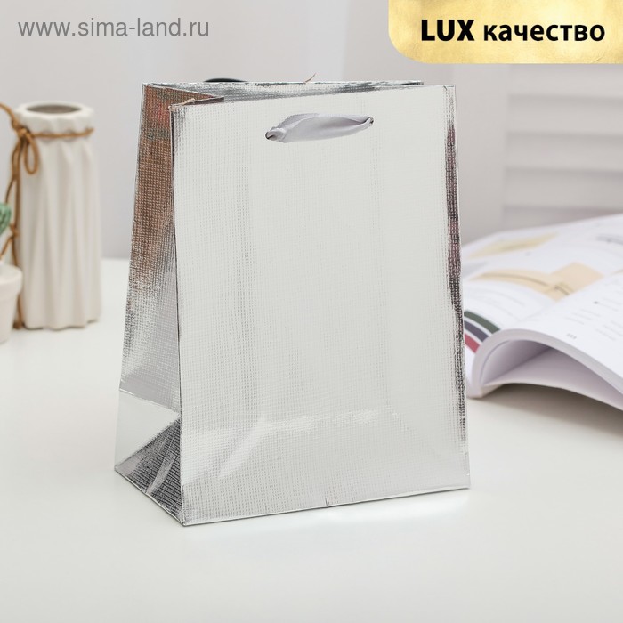Пакет ламинированный "Серебро", люкс, 23 х 18 х 10 см - Фото 1