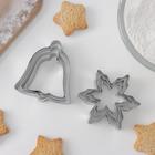 Набор форм для вырезания печенья Доляна «Колокольчик, снежинка», 6 предметов, цвет серебряный - Фото 3