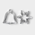 Формы для печенья Доляна «Колокольчик, снежинка», набор 6 предметов, металл, серебристые - Фото 4