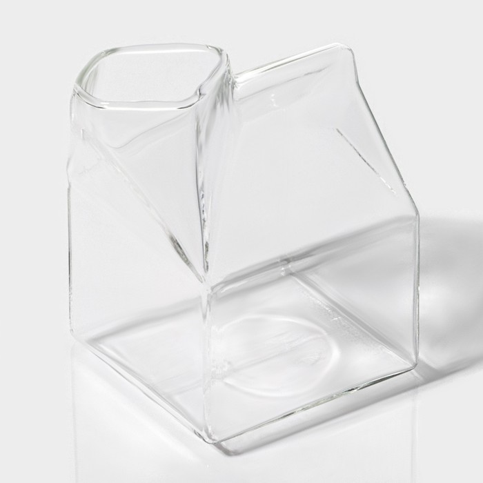 Молочник стеклянный Доляна «Пакет», 400 мл, 9×7×10,3 см - фото 1905489797