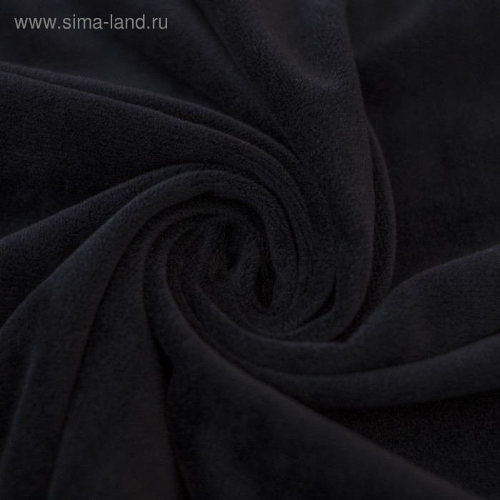 Трикотаж костюмный, велюр - вельбоа, ширина 150 см, чёрный - Фото 1