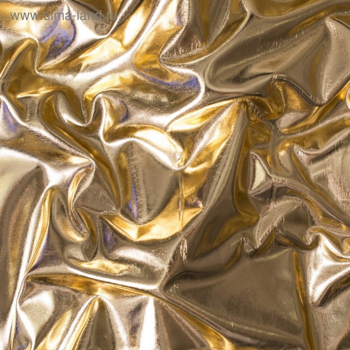 Трикотаж плательный, диско, ширина 150 см, золото - Фото 1