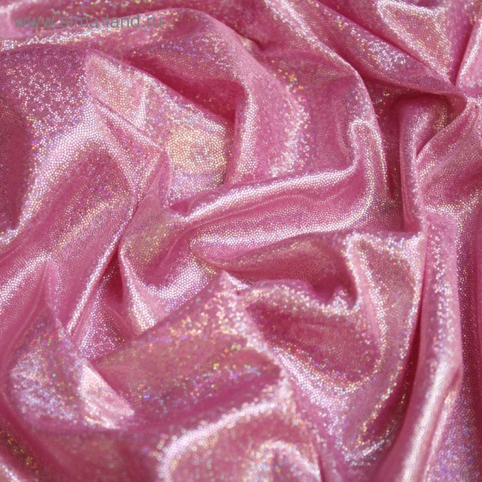 Трикотаж плательный, фойл, ширина 150 см, розовый - Фото 1