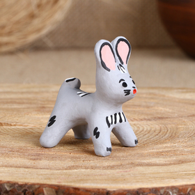 Сувенир «Зайка», белый, серый, 3,5×4×5,5 см, каргопольская игрушка