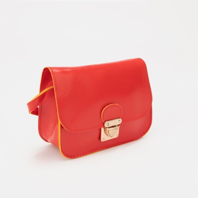 Сумка-мессенджер, отдел на клапане, длинный ремень, цвет красный