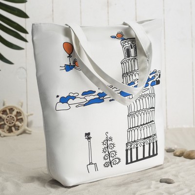 Сумка текстильная, отдел на молнии, с подкладом, цвет бежевый