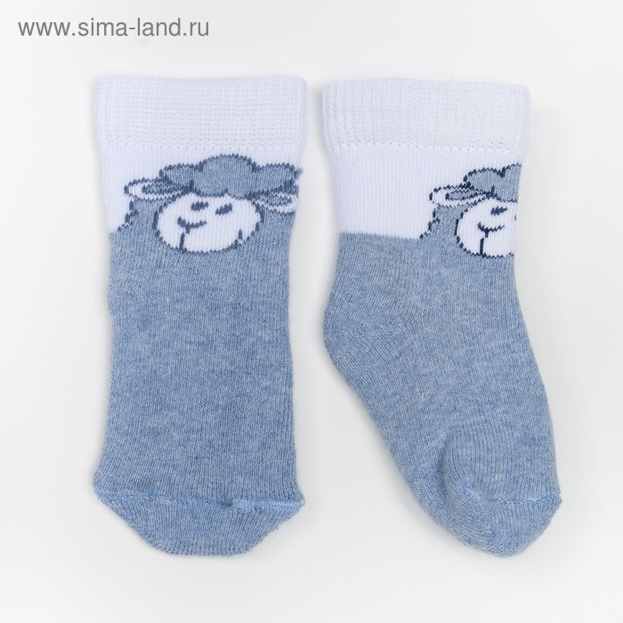 Носки детские махровые «Барашек», цвет светло-голубой меланж, размер 9-10 - Фото 1