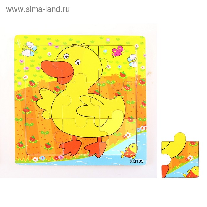 Пазл "Уточка", 9 элементов с цветным основанием - Фото 1
