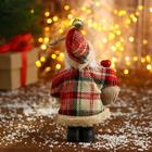 Дед Мороз "В красной клетчатой шубке с мешком" 14 см - Фото 3