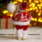 Дед Мороз "На лыжах" в вязаном костюме, 17 см - фото 3818737