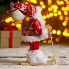 Дед Мороз "На лыжах" в вязаном костюме, 17 см - фото 3818738