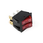 Выключатель 2 клавишный, с подсветкой, красный, 16А, 250 В - Фото 1