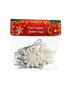 Ёлочные игрушки набор 6 шт. «Зимнее волшебство. Снежинка полярная», d=6 см, белый - Фото 6