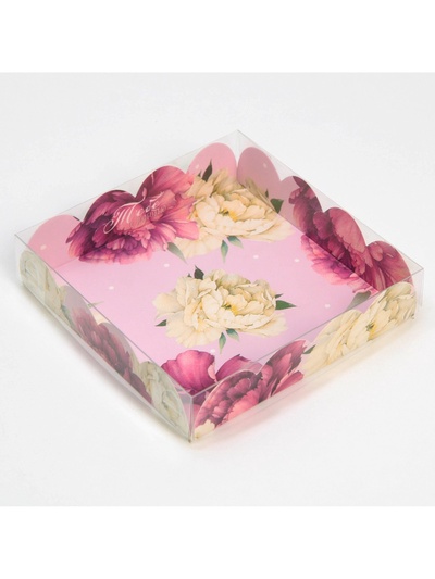 Коробка для печенья, кондитерская упаковка с пластиковой крышкой, «Тебе с любовью», 13×13×3 см