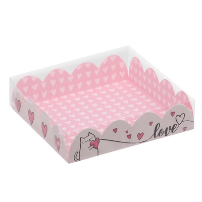 Коробка для печенья с прозрачной крышкой Love, 13×13×3 см