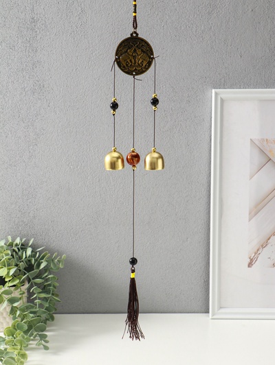 Музыка ветра «Слоны на монете», металл, 2 колокольчика, 37 см