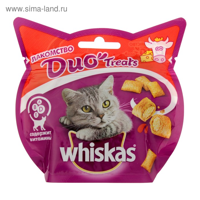 Лакомство Whiskas Duo для кошек, говядина, сыр, 40 г - Фото 1