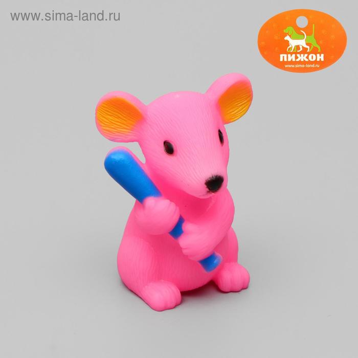 Игрушка пищащая "Мышь" для собак, 9 см, микс цветов - Фото 1