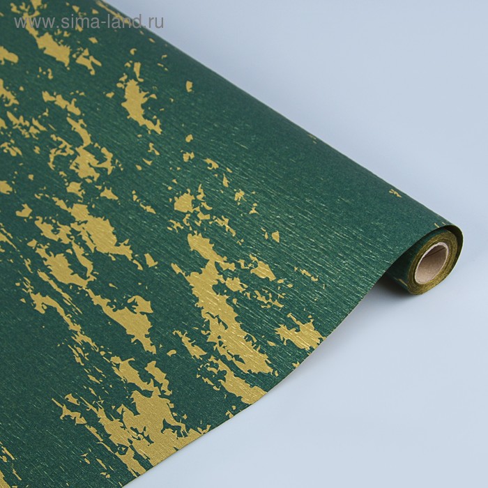 Фактурная бумага "Галактика" двусторонняя, золотая на зеленом, 0,5 х 5 м - Фото 1