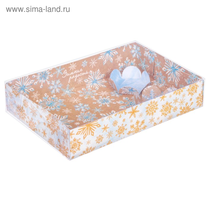 Коробка для кондитерских изделий «Зимние радости», 17 × 12 × 3 см - Фото 1