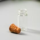 Баночка для хранения с пробкой, стекло, для творчества и декора, 2 мл, 2.5×1×1 см - Фото 2