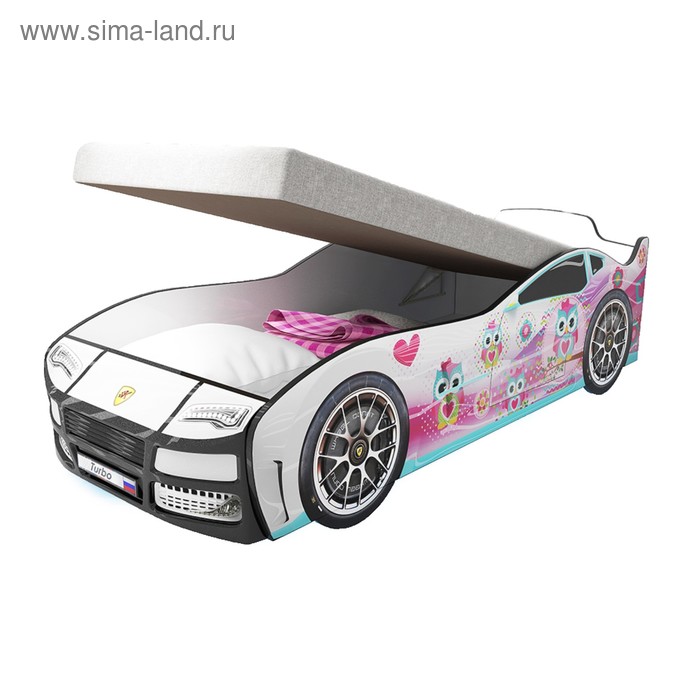 Кровать машинка «Турбо 2», с подъёмным матрасом, без подсветки, цвет белый - Фото 1