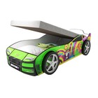 Кровать машина «Турбо зелёная», подъёмный матрас, без подсветки, пластиковые колёса, 2 шт - фото 298068536