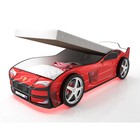 Кровать машина «Турбо красная», подъёмный матрас, подсветка дна и фар, пластиковые колёса - фото 298068605