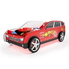 Кровать машина «Джип красный», подсветка дна, пластиковые колёса, 2 шт - фото 298068663