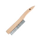 Щетка металлическая ручная ТУНДРА, закаленная проволока, деревянная рукоятка, 4-рядная - Фото 4