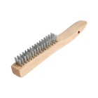 Щетка металлическая ручная ТУНДРА, закаленная проволока, деревянная рукоятка, 4-рядная - Фото 7