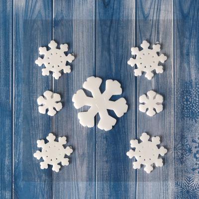 Наклейка на стекло «Снежинка с блеском», набор - 7 шт., 12.5×12.5 см, белая