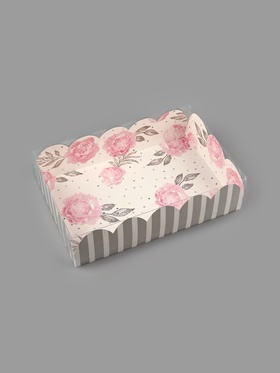 Коробка для печенья, кондитерская упаковка с пластиковой крышкой, «Нежность», 20 х 30 х 8 см