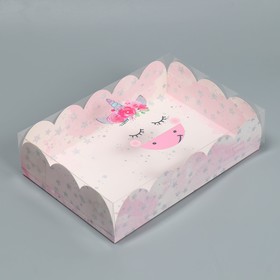 Коробка для печенья, кондитерская упаковка с пластиковой крышкой, «Чудесных мгновений», 20 х 30 х 8 см
