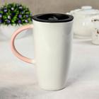 Кружка керамическая с пластиковой крышкой «Геометрия», 500 мл, рисунок МИКС - фото 24514371