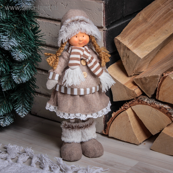 Кукла интерьерная "Маруся в шапочке с меховой оторочкой" 28 см - Фото 1