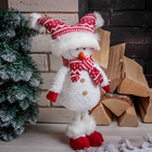 Кукла интерьерная "Снеговик в красной шапочке" 43 см - фото 8706044