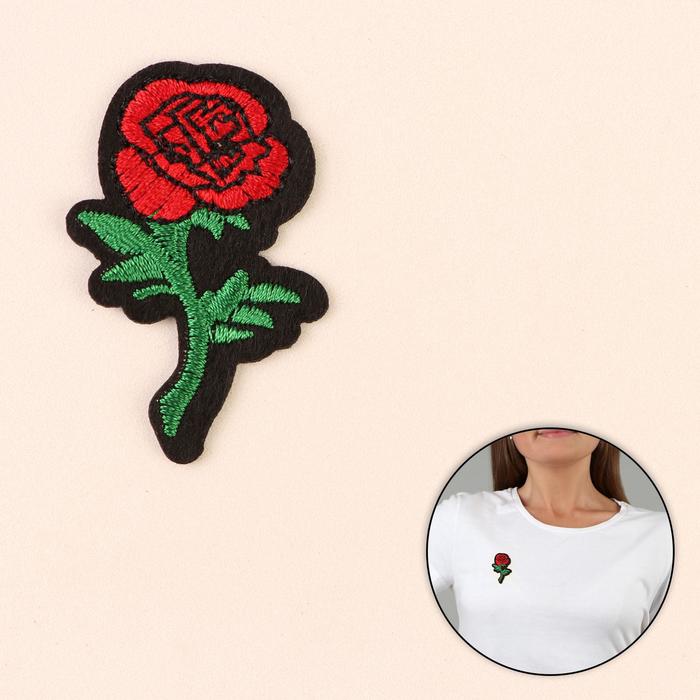 Термоаппликация «Роза», 4,5 × 3 см, цвет красный