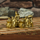 Нэцкэ полистоун бронза "Слоны с тележкой золота" набор 2 шт 5,4х9,4х3,5 см - Фото 3