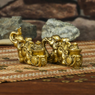 Нэцкэ полистоун бронза "Слоны с тележкой золота" набор 2 шт 5,4х9,4х3,5 см - Фото 4