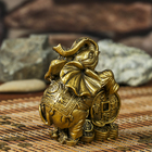 Нэцке полистоун бронза "Слон с китайскими монетами" 10,7х9,5х6,8 см - Фото 3