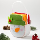 Наб.полотенец в корзинке "Снеговик" 30х30 см-2 шт, 100% хл, 300гр/м2 - Фото 1