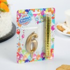 Свеча для торта «Цифра 6», свеча фонтан, золотая - Фото 3