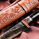 Нож Пчак Шархон, чёрная рукоять из граба (сухма), гарда из олова с гравировкой - Фото 6