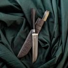 Нож Пчак Шархон малый, чёрная рукоять из граба (сухма), гарда из олова - Фото 8