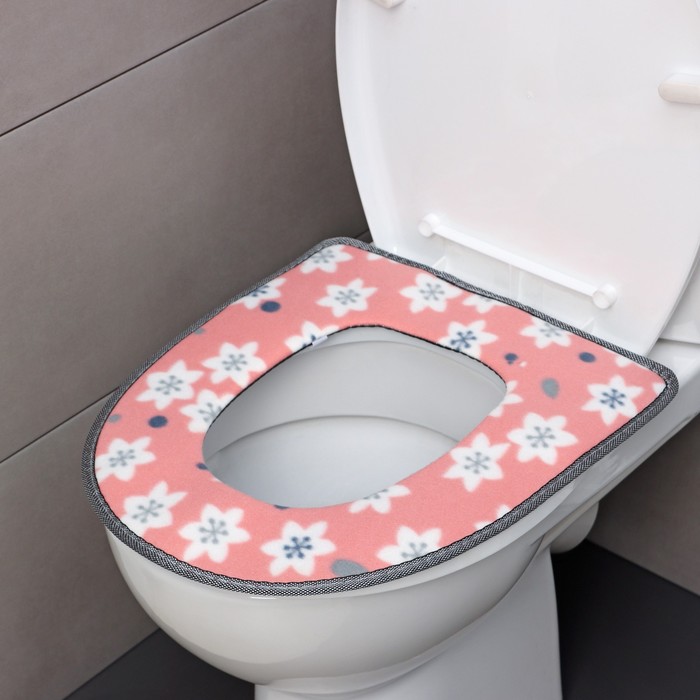 Чехол на сиденье для унитаза на липучках «Цветы», 35×45 см, МИКС - Фото 1